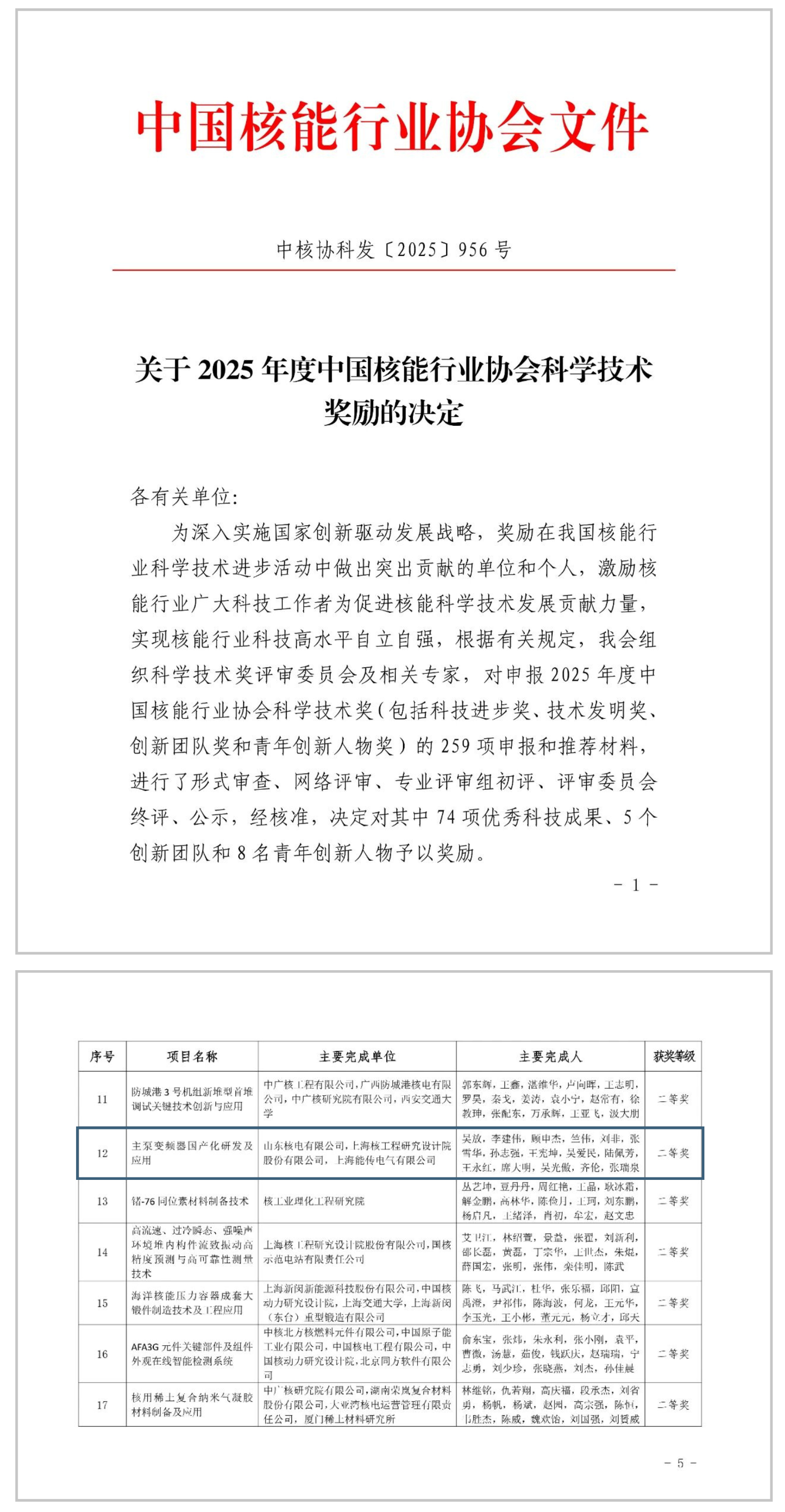 中核协科技进步二等奖-配图